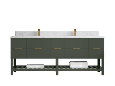 Catalina 84 in W x 22 in D Free Standing Reeded Double Sink Bathroom Vanity - Willow Bath and Vanity
