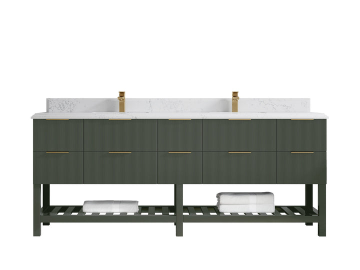 Catalina 84 in W x 22 in D Free Standing Reeded Double Sink Bathroom Vanity - photo 25