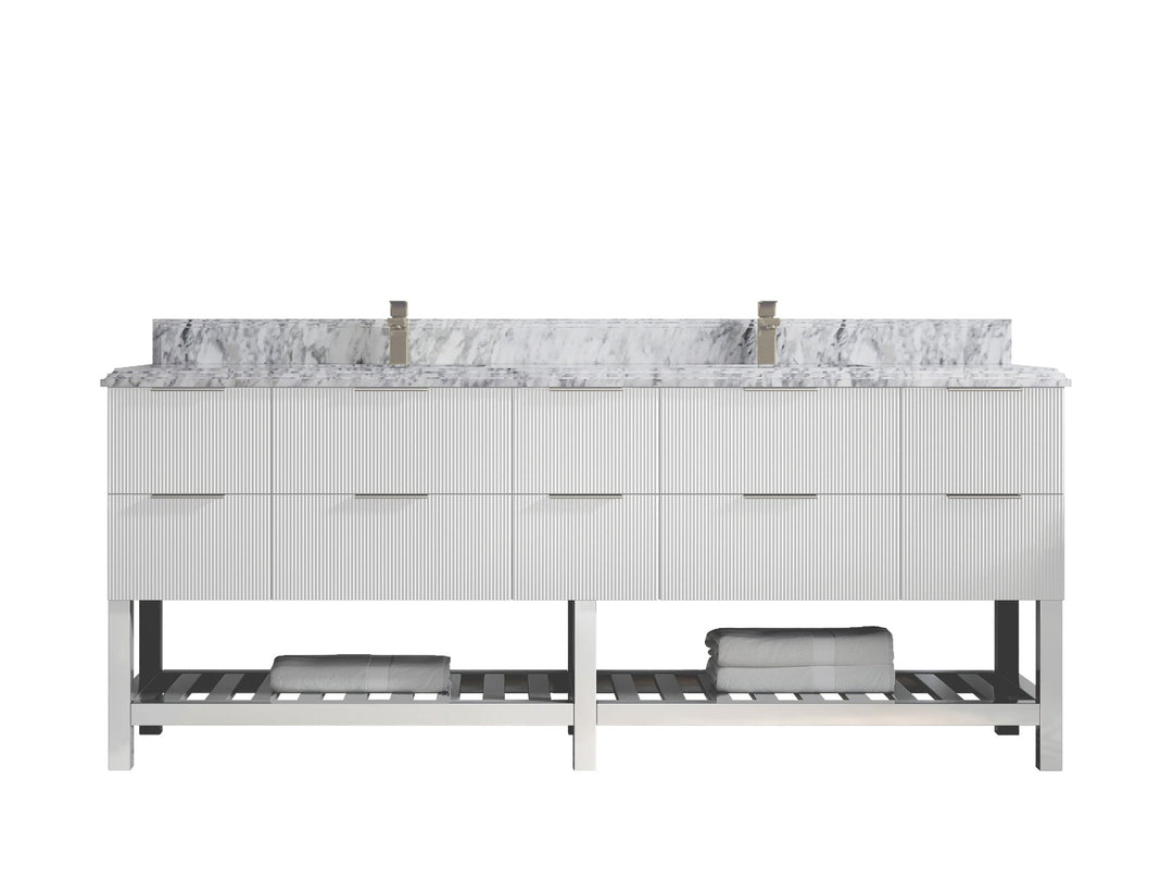 Catalina 84 in W x 22 in D Free Standing Reeded Double Sink Bathroom Vanity - Willow Bath and Vanity