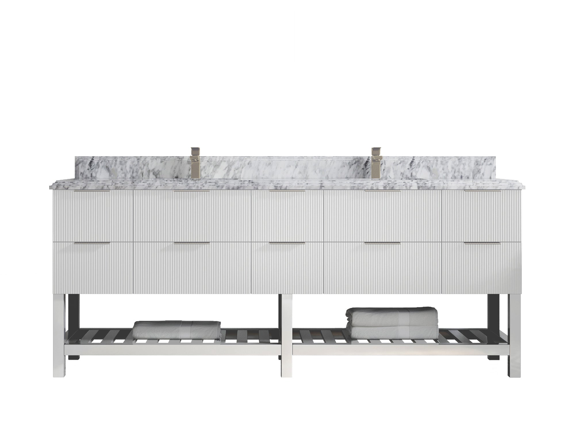 Catalina 84 in W x 22 in D Free Standing Reeded Double Sink Bathroom Vanity - Willow Bath and Vanity