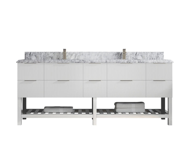 Catalina 84 in W x 22 in D Free Standing Reeded Double Sink Bathroom Vanity - photo 39