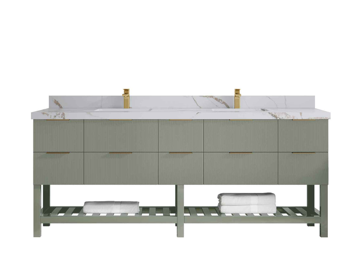 Catalina 84 in W x 22 in D Free Standing Reeded Double Sink Bathroom Vanity - Willow Bath and Vanity