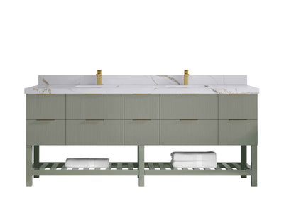 Catalina 84 in W x 22 in D Free Standing Reeded Double Sink Bathroom Vanity - Willow Bath and Vanity