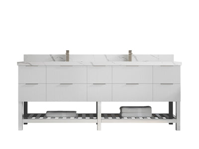 Catalina 84 in W x 22 in D Free Standing Reeded Double Sink Bathroom Vanity - Willow Bath and Vanity