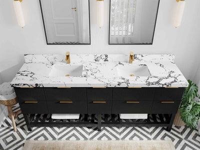 Catalina 84 in W x 22 in D Free Standing Reeded Double Sink Bathroom Vanity - Willow Bath and Vanity
