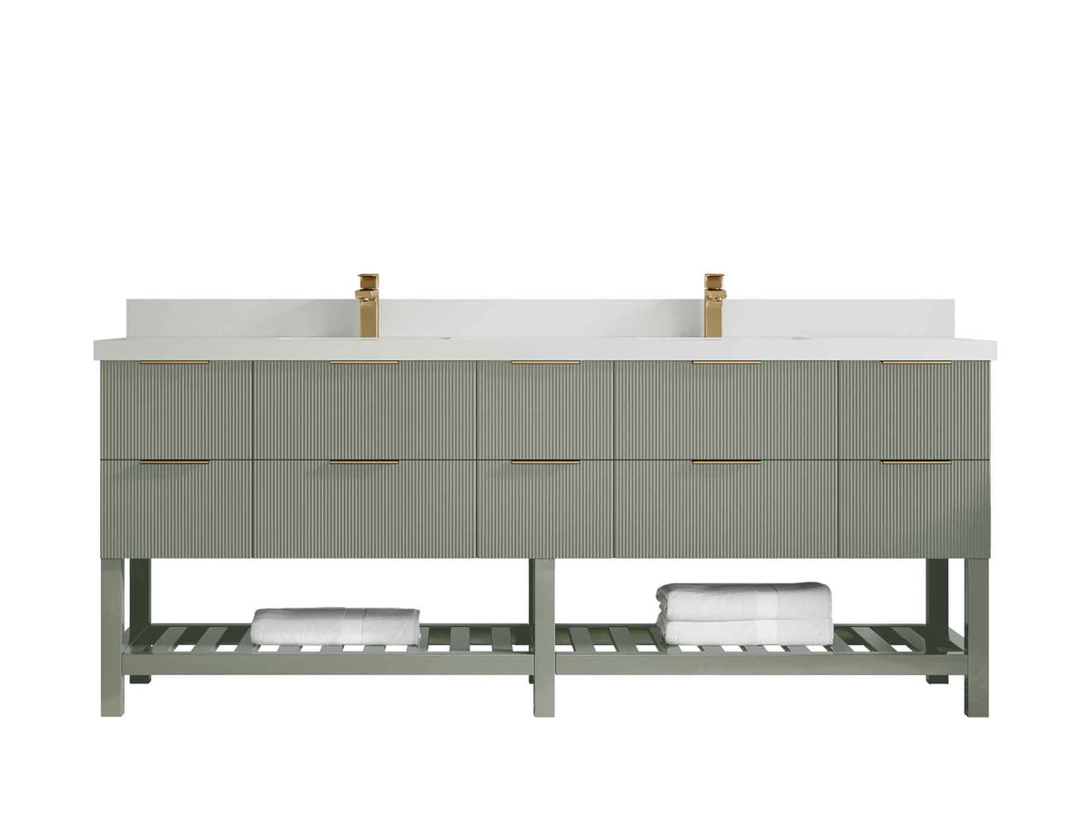 Catalina 84 in W x 22 in D Free Standing Reeded Double Sink Bathroom Vanity - Willow Bath and Vanity