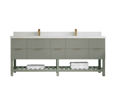 Catalina 84 in W x 22 in D Free Standing Reeded Double Sink Bathroom Vanity - Willow Bath and Vanity