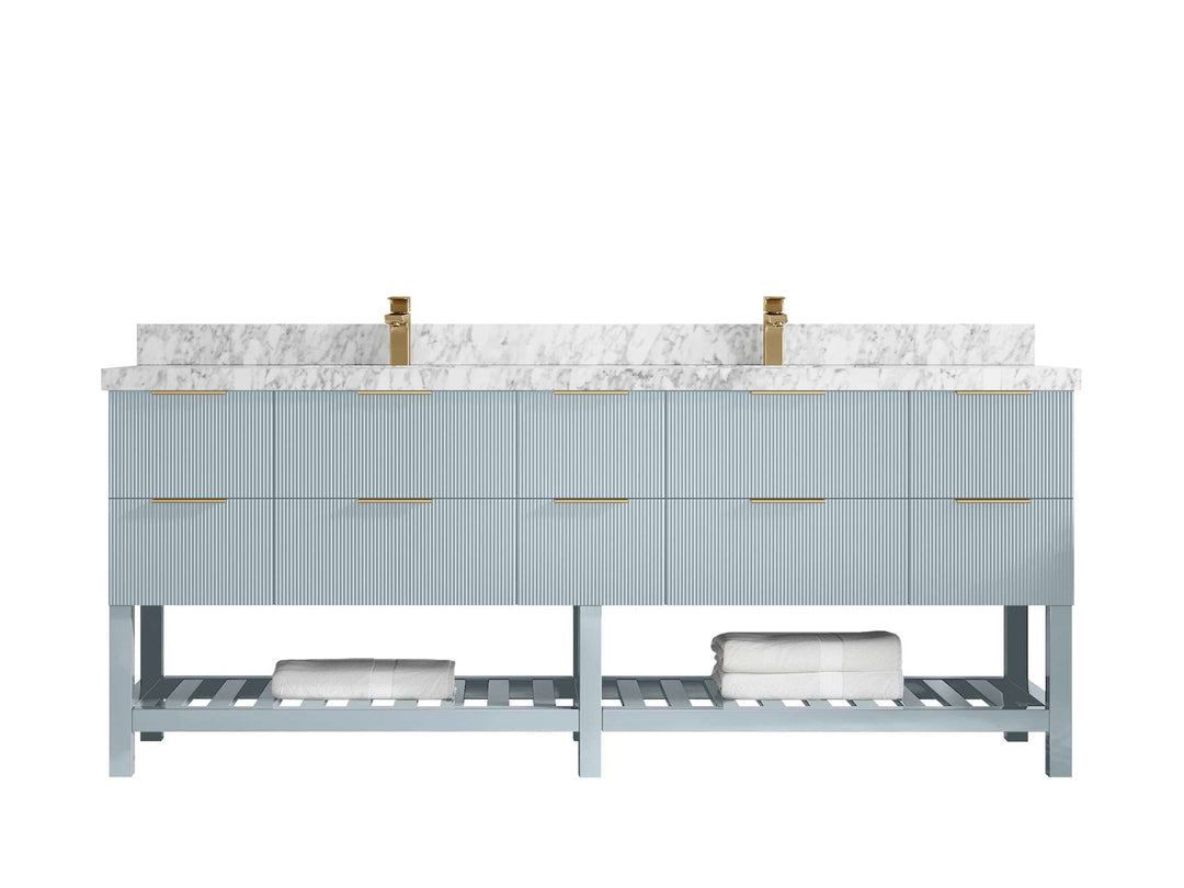 Catalina 84 in W x 22 in D Free Standing Reeded Double Sink Bathroom Vanity - Willow Bath and Vanity