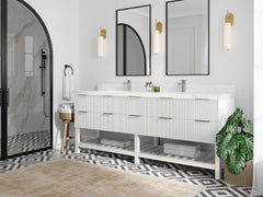 Catalina 84 in W x 22 in D Free Standing Reeded Double Sink Bathroom Vanity - photo 2