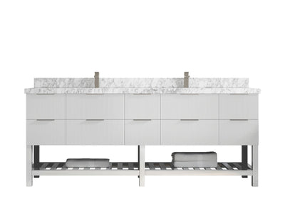 Catalina 84 in W x 22 in D Free Standing Reeded Double Sink Bathroom Vanity - Willow Bath and Vanity