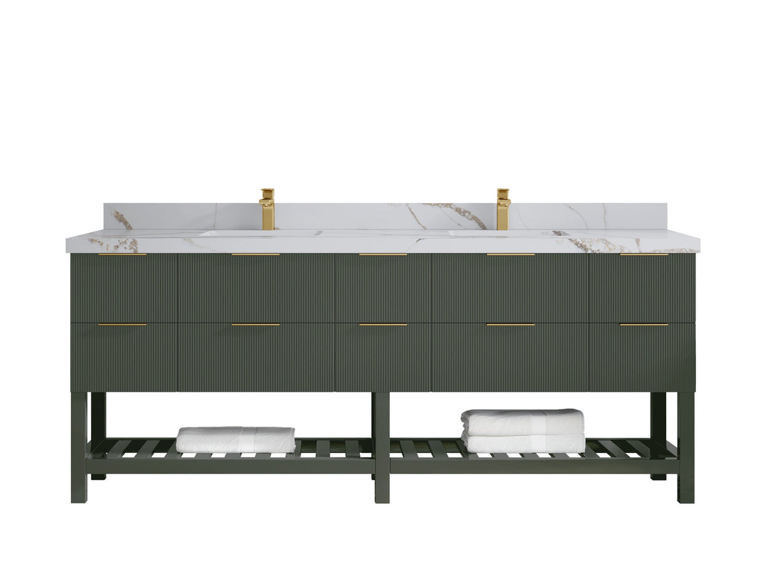 Catalina 84 in W x 22 in D Free Standing Reeded Double Sink Bathroom Vanity - Willow Bath and Vanity