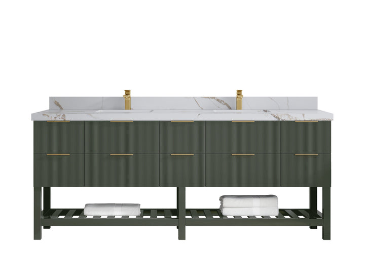 Catalina 84 in W x 22 in D Free Standing Reeded Double Sink Bathroom Vanity - photo 11