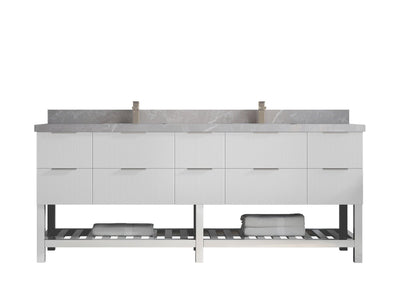 Catalina 84 in W x 22 in D Free Standing Reeded Double Sink Bathroom Vanity - Willow Bath and Vanity