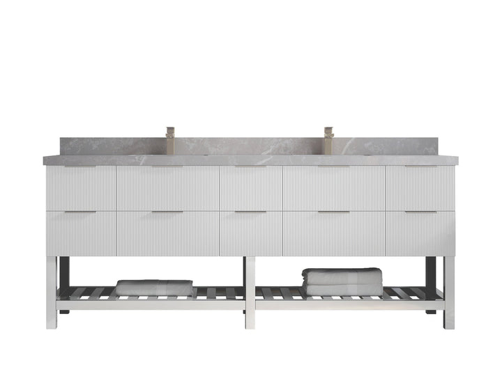 Catalina 84 in W x 22 in D Free Standing Reeded Double Sink Bathroom Vanity - photo 25