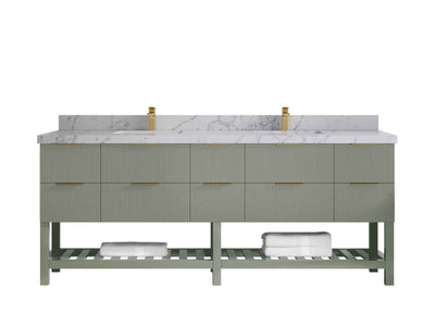 Catalina 84 in W x 22 in D Free Standing Reeded Double Sink Bathroom Vanity - Willow Bath and Vanity