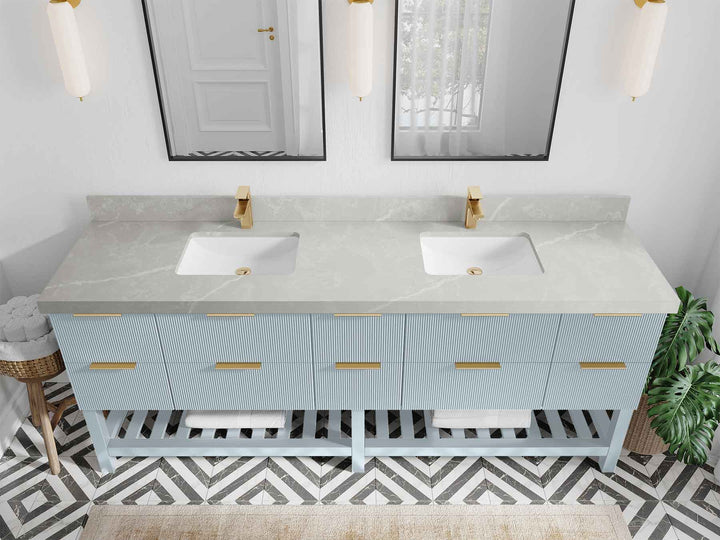 Catalina 84 in W x 22 in D Free Standing Reeded Double Sink Bathroom Vanity - photo 27