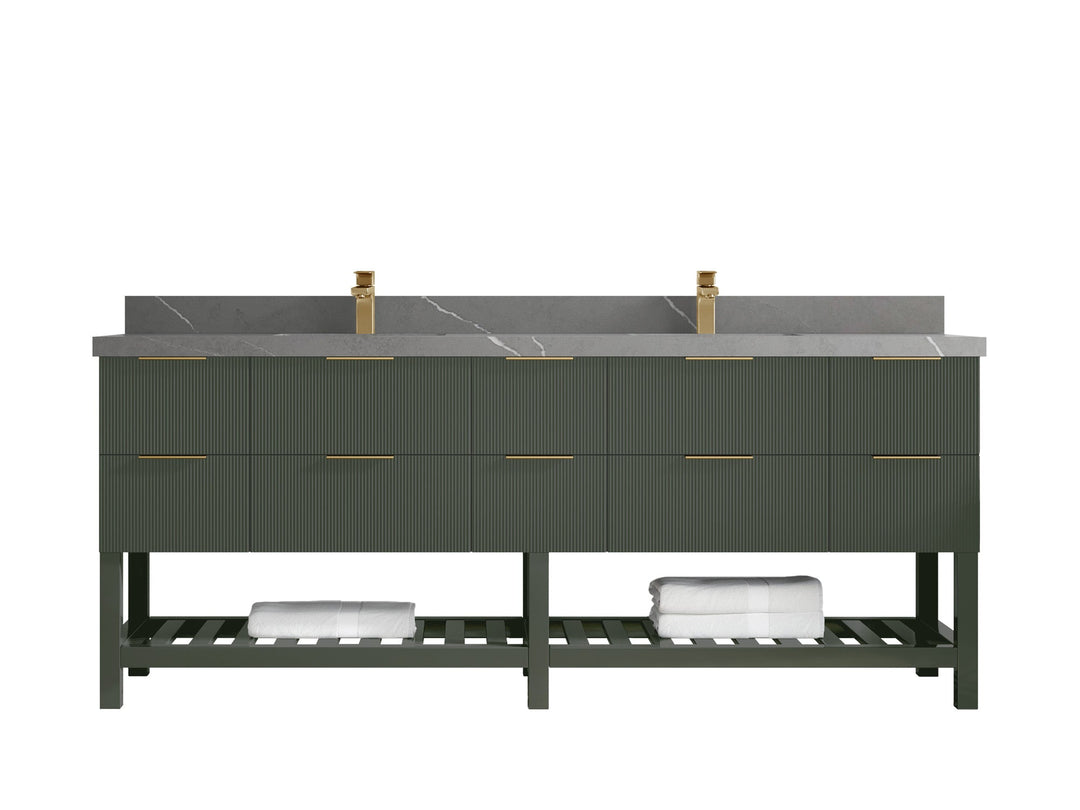 Catalina 84 in W x 22 in D Free Standing Reeded Double Sink Bathroom Vanity - Willow Bath and Vanity