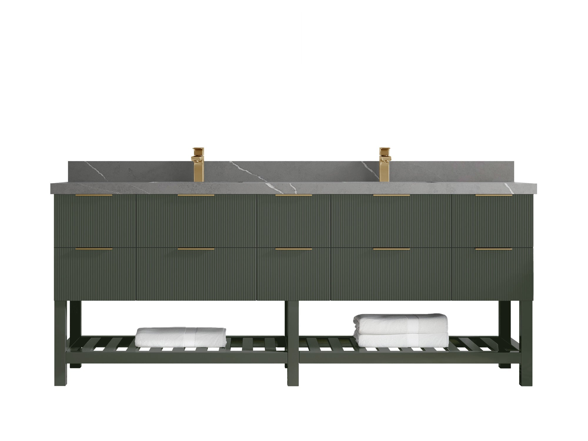 Catalina 84 in W x 22 in D Free Standing Reeded Double Sink Bathroom Vanity - Willow Bath and Vanity