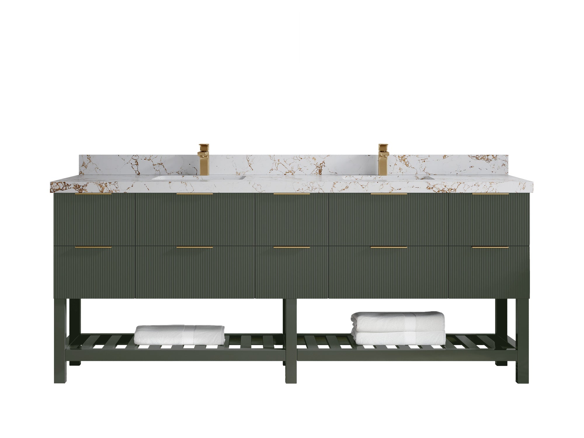 Catalina 84 in W x 22 in D Free Standing Reeded Double Sink Bathroom Vanity - Willow Bath and Vanity