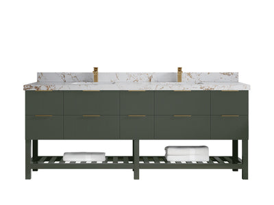 Catalina 84 in W x 22 in D Free Standing Reeded Double Sink Bathroom Vanity - Willow Bath and Vanity
