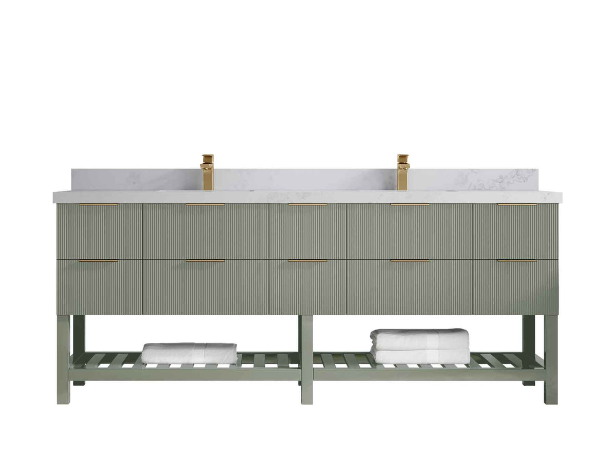 Catalina 84 in W x 22 in D Free Standing Reeded Double Sink Bathroom Vanity - Willow Bath and Vanity