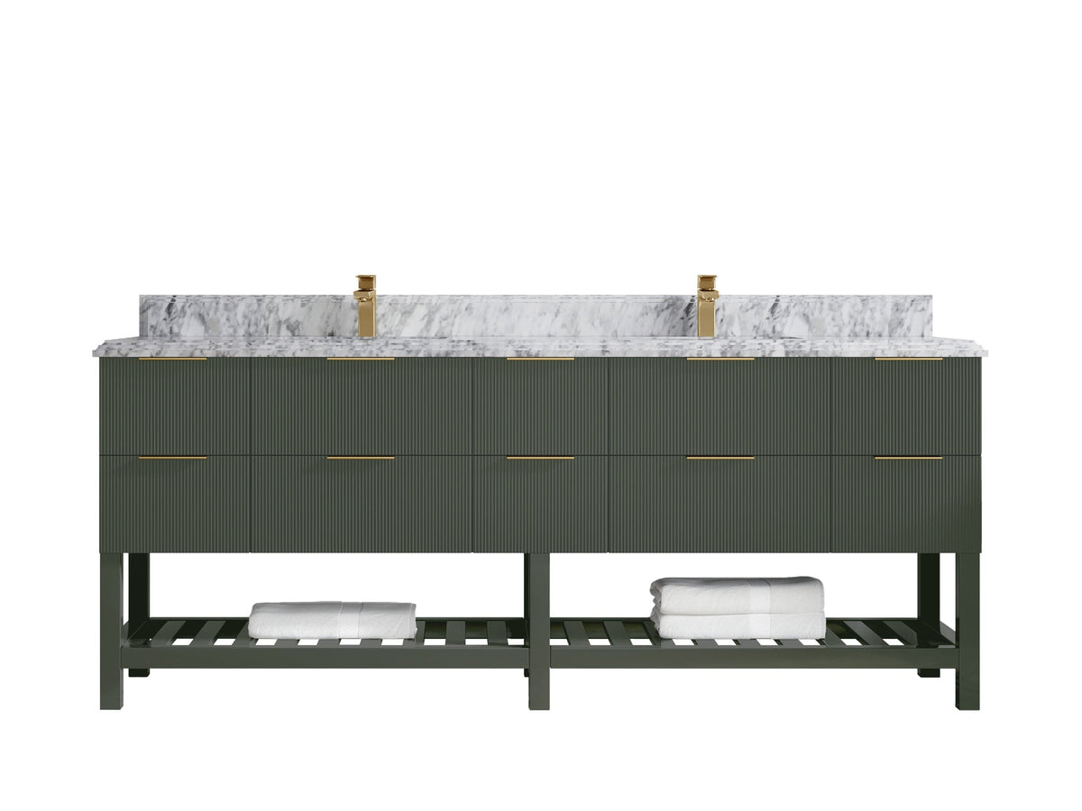 Catalina 84 in W x 22 in D Free Standing Reeded Double Sink Bathroom Vanity - Willow Bath and Vanity