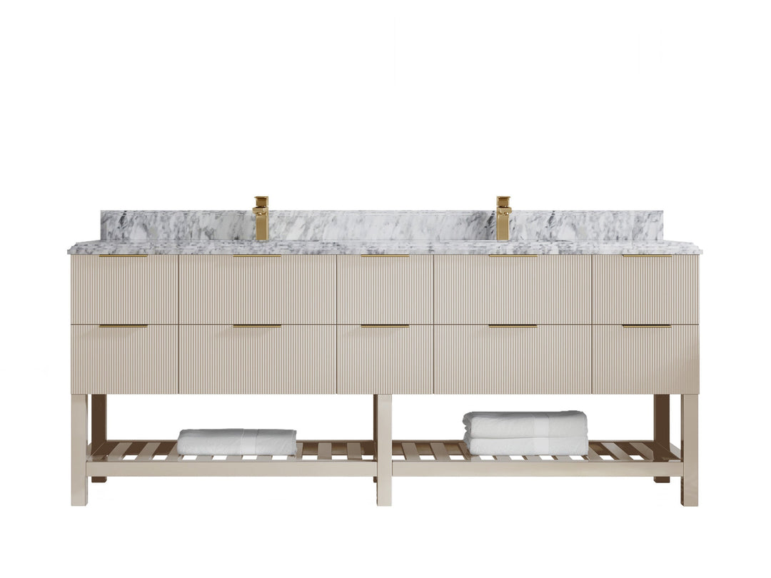 Catalina 84 in W x 22 in D Free Standing Reeded Double Sink Bathroom Vanity - Willow Bath and Vanity