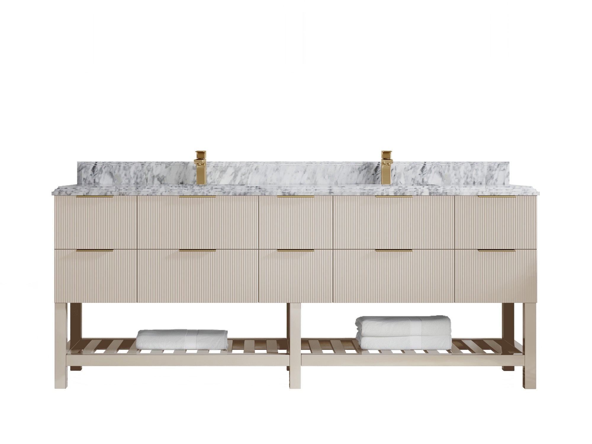 Catalina 84 in W x 22 in D Free Standing Reeded Double Sink Bathroom Vanity - Willow Bath and Vanity
