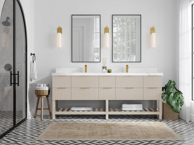 Catalina 84 in W x 22 in D Free Standing Reeded Double Sink Bathroom Vanity - Willow Bath and Vanity