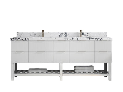 Catalina 84 in W x 22 in D Free Standing Reeded Double Sink Bathroom Vanity - Willow Bath and Vanity