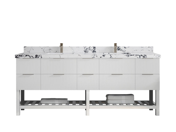 Catalina 84 in W x 22 in D Free Standing Reeded Double Sink Bathroom Vanity - photo 33
