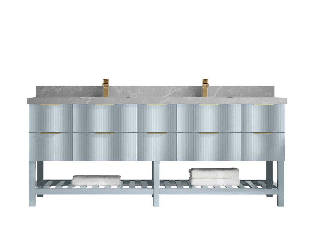 Catalina 84 in W x 22 in D Free Standing Reeded Double Sink Bathroom Vanity - Willow Bath and Vanity