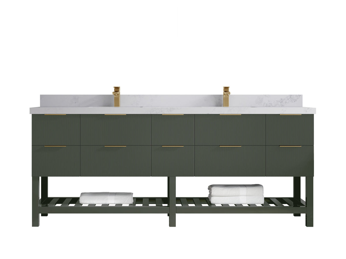 Catalina 84 in W x 22 in D Free Standing Reeded Double Sink Bathroom Vanity - Willow Bath and Vanity