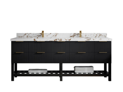 Catalina 84 in W x 22 in D Free Standing Reeded Double Sink Bathroom Vanity - Willow Bath and Vanity