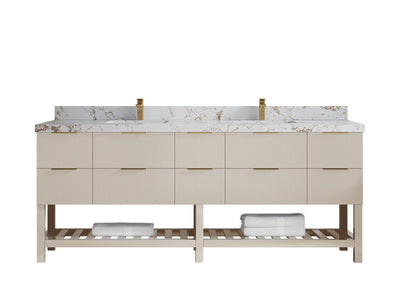 Catalina 84 in W x 22 in D Free Standing Reeded Double Sink Bathroom Vanity - Willow Bath and Vanity