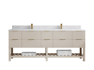 Catalina 84 in W x 22 in D Free Standing Reeded Double Sink Bathroom Vanity - Willow Bath and Vanity