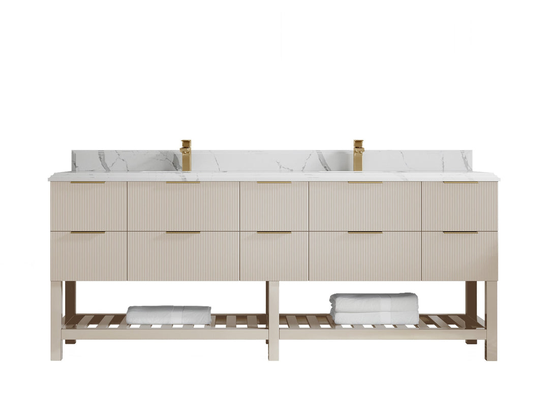 Catalina 84 in W x 22 in D Free Standing Reeded Double Sink Bathroom Vanity - Willow Bath and Vanity
