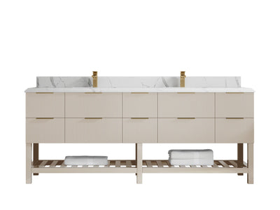 Catalina 84 in W x 22 in D Free Standing Reeded Double Sink Bathroom Vanity - Willow Bath and Vanity