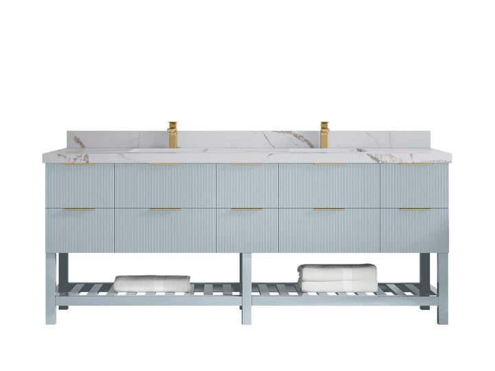 Catalina 84 in W x 22 in D Free Standing Reeded Double Sink Bathroom Vanity - photo 16