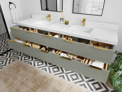 Catalina 84 in W x 22 in D Free Standing Reeded Double Sink Bathroom Vanity - Willow Bath and Vanity