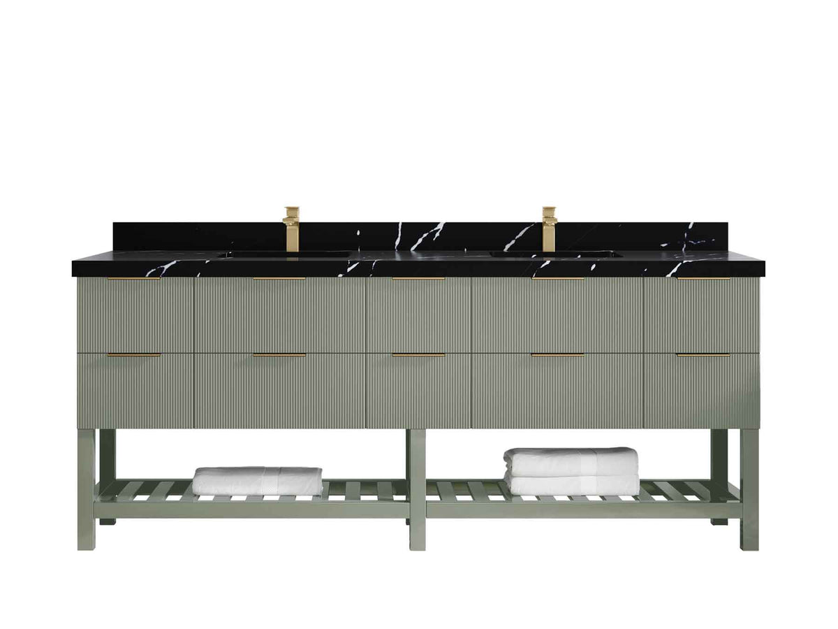 Catalina 84 in W x 22 in D Free Standing Reeded Double Sink Bathroom Vanity - Willow Bath and Vanity