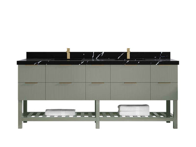 Catalina 84 in W x 22 in D Free Standing Reeded Double Sink Bathroom Vanity - Willow Bath and Vanity