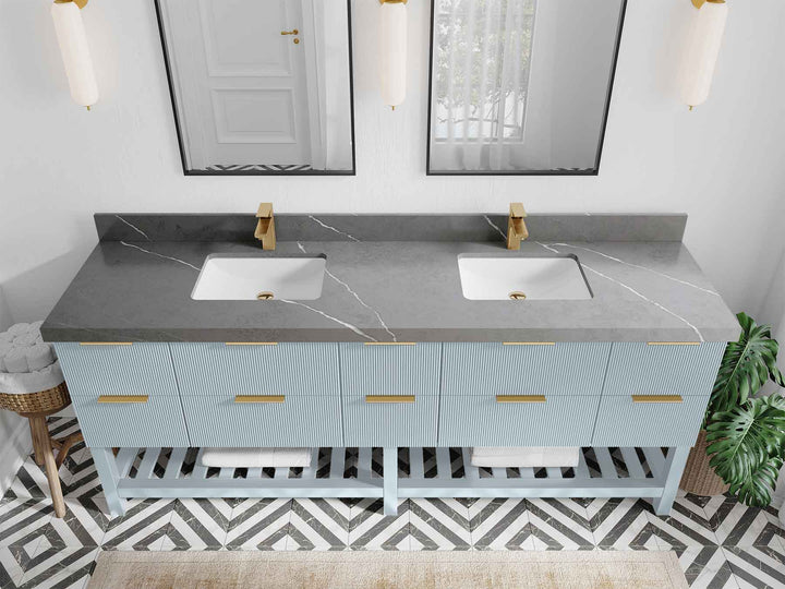 Catalina 84 in W x 22 in D Free Standing Reeded Double Sink Bathroom Vanity - photo 31
