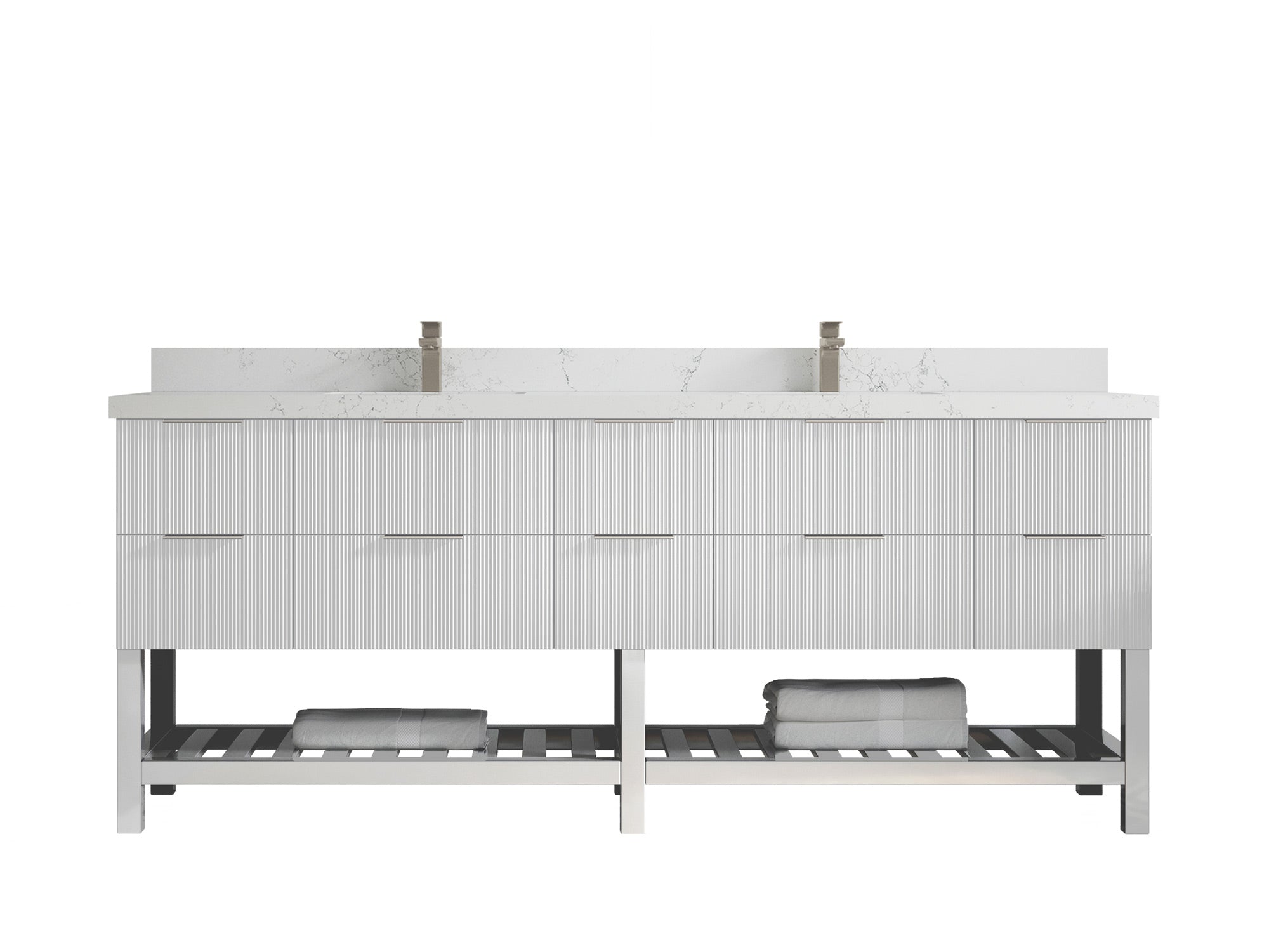Catalina 84 in W x 22 in D Free Standing Reeded Double Sink Bathroom Vanity - Willow Bath and Vanity