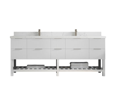 Catalina 84 in W x 22 in D Free Standing Reeded Double Sink Bathroom Vanity - Willow Bath and Vanity