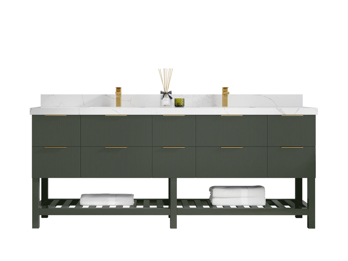 Catalina 84 in W x 22 in D Free Standing Reeded Double Sink Bathroom Vanity - Willow Bath and Vanity