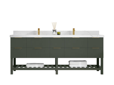 Catalina 84 in W x 22 in D Free Standing Reeded Double Sink Bathroom Vanity - Willow Bath and Vanity