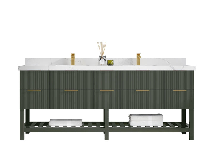 Catalina 84 in W x 22 in D Free Standing Reeded Double Sink Bathroom Vanity - photo 1