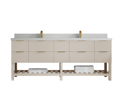 Catalina 84 in W x 22 in D Free Standing Reeded Double Sink Bathroom Vanity - Willow Bath and Vanity