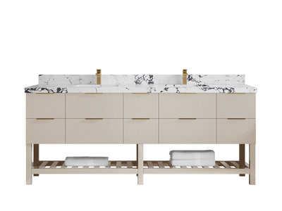 Catalina 84 in W x 22 in D Free Standing Reeded Double Sink Bathroom Vanity - Willow Bath and Vanity